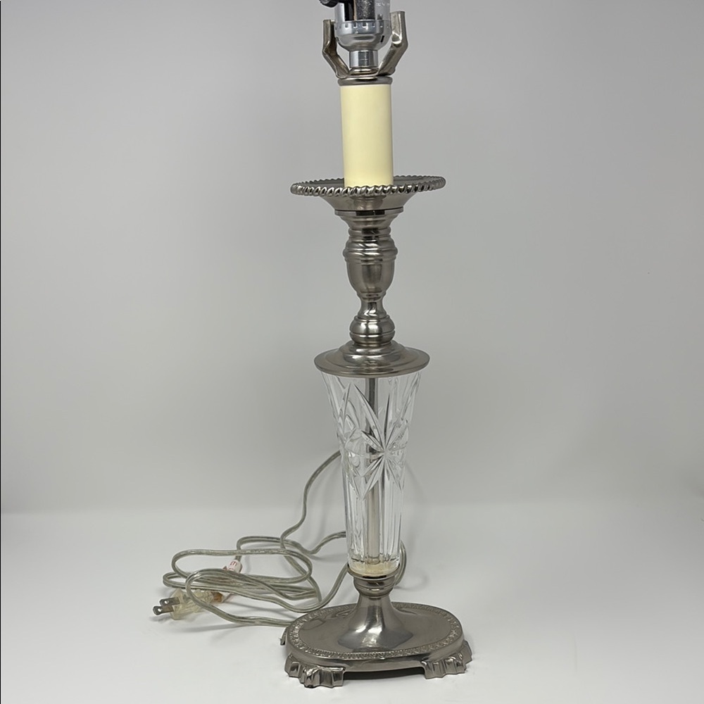 Elegant Silver and Glass Table Lamp